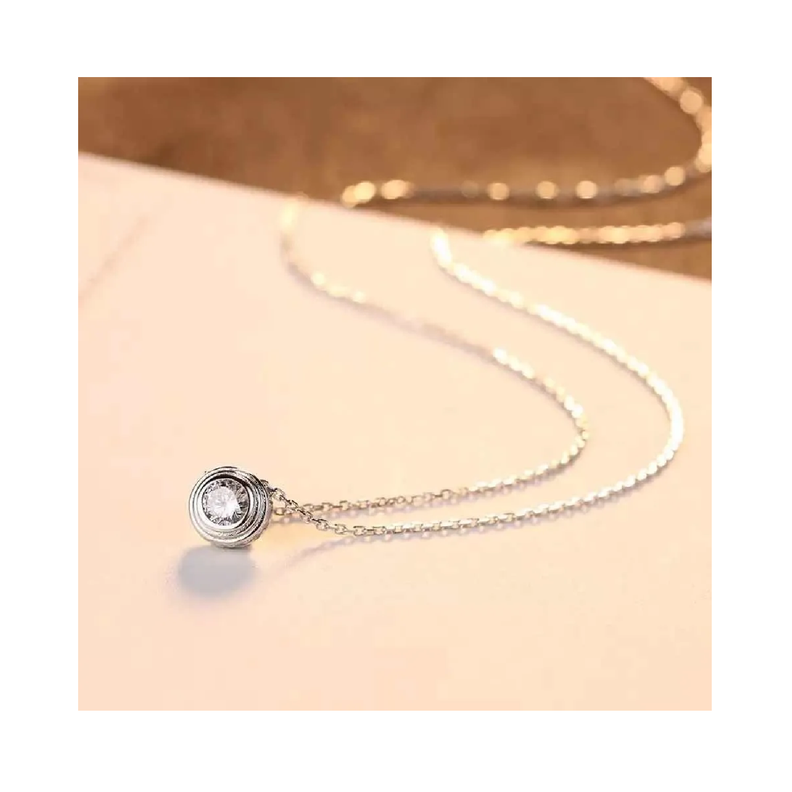 Collar Cadena Punto de Luz Redondo En Plata 925 Silver Heart-2