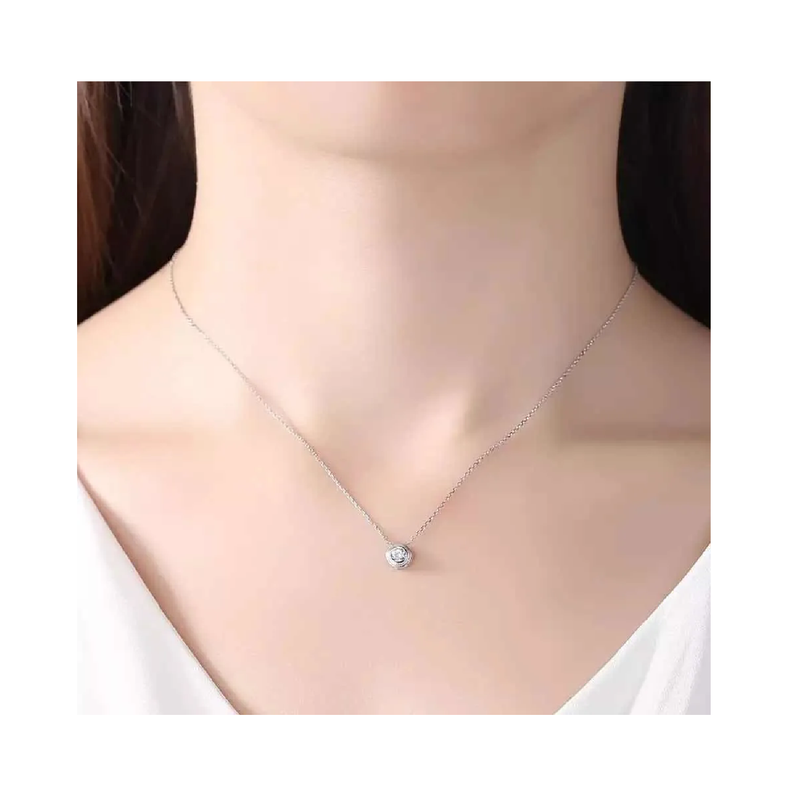 Collar Cadena Punto de Luz Redondo En Plata 925 Silver Heart-3