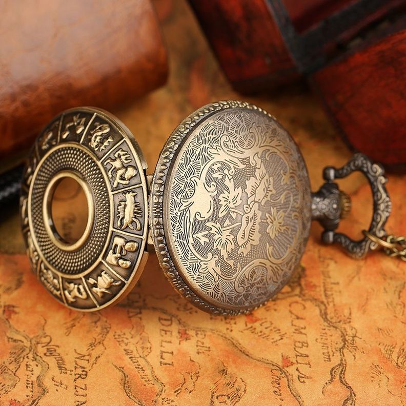Reloj bolsillo retro metal ZODIAC MAP AM09-4