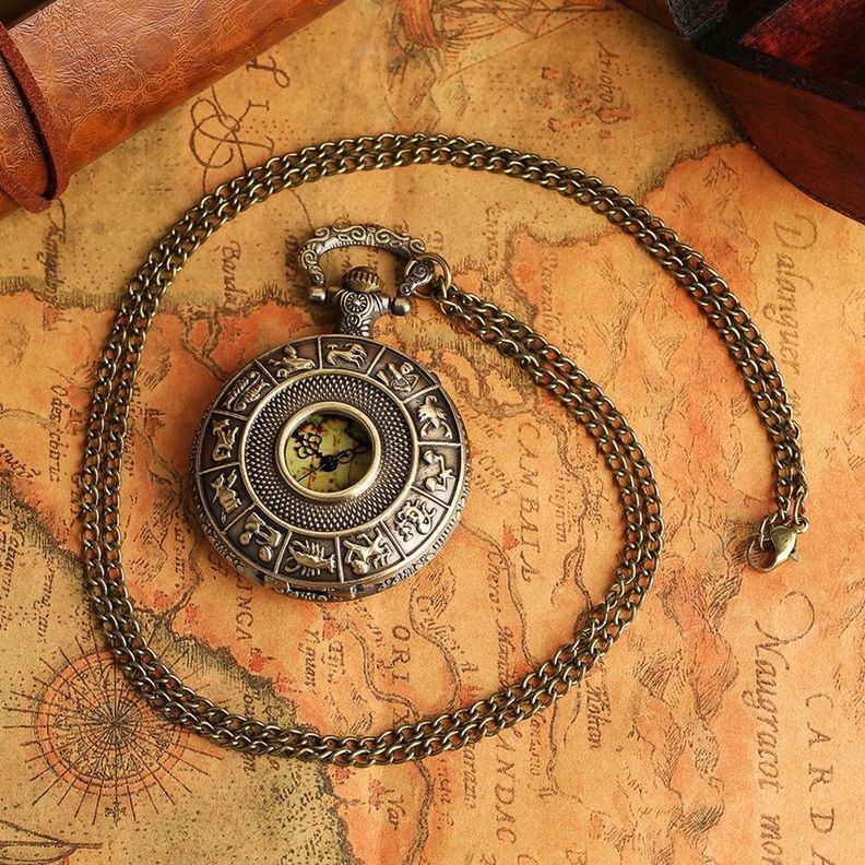 Reloj bolsillo retro metal ZODIAC MAP AM09-5