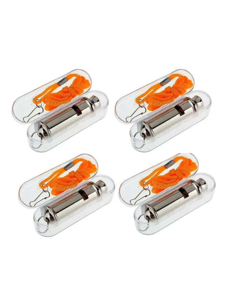 4 SILBATS DE EMERGENCIA ACERO INOXIDABLE PARA SENDERISMO ND15 Plateado Metalico