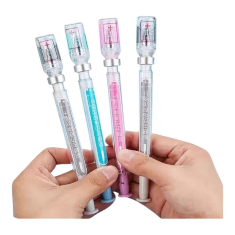 KIT 6 BOLIGRAFOS JERINGA LAPIZ GEL VACUNA LAPICERO NC60-0