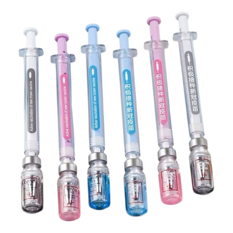 KIT 6 BOLIGRAFOS JERINGA LAPIZ GEL VACUNA LAPICERO NC60-4