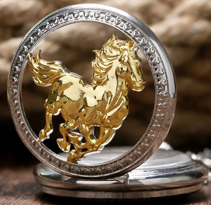 Reloj De Bolsillo mustang horse Con Cadena AL40-9