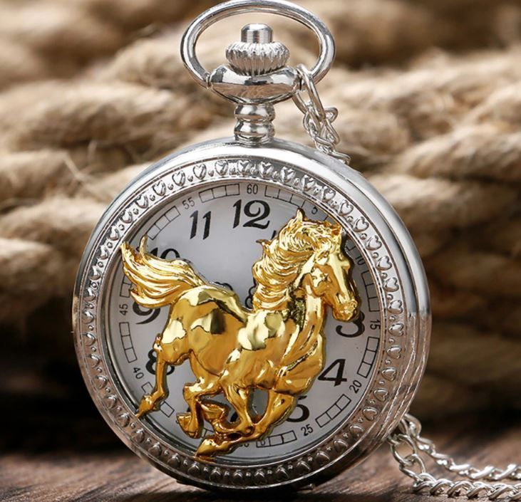 Reloj De Bolsillo mustang horse Con Cadena AL40-7