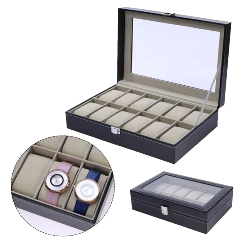 CAJA DE 12 RELOJES EXHIBIDOR COMPARTIMIENTO AC91-3