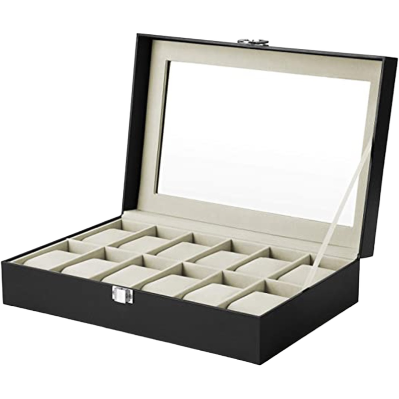 CAJA DE 12 RELOJES EXHIBIDOR COMPARTIMIENTO AC91-0