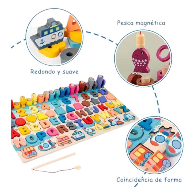 TABLERO DIDACTICO MONTESSORI PESCA NÚMERO NC23-6