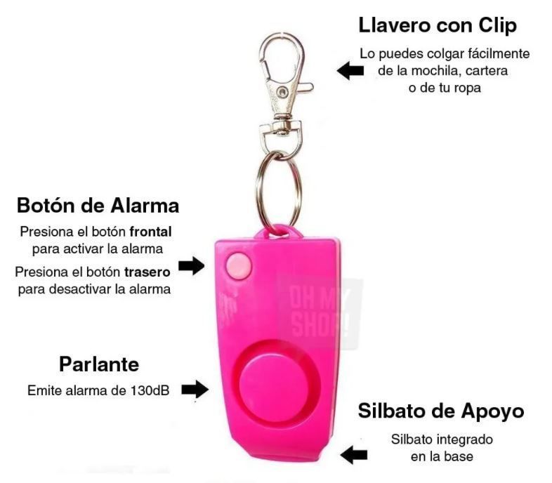 ALARMA PERSONAL LLAVERO AVISO SONIDO DAMA 130DB ANTI ROBO  AI48-1