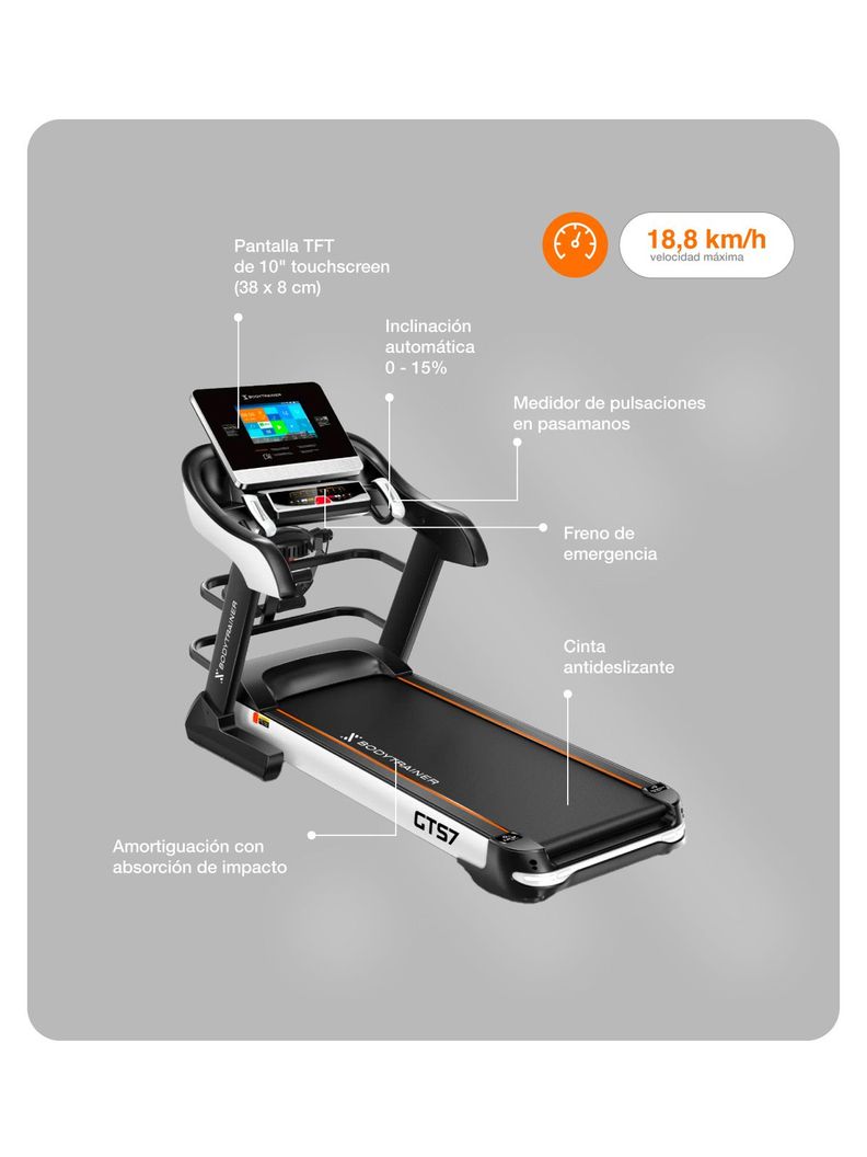 Trotadora Eléctrica Bodytrainer Runner PRO GTS7 con APPs-3