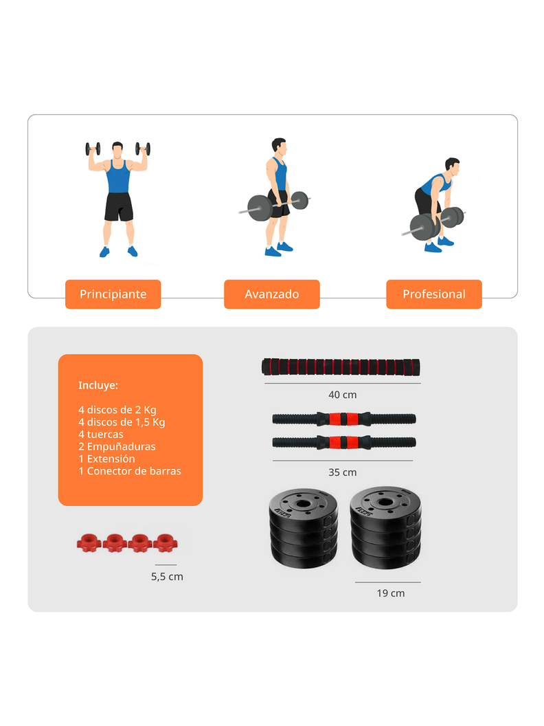 Set Bodytrainer Mancuerna Ajustable mas Extensión 15 KG-4