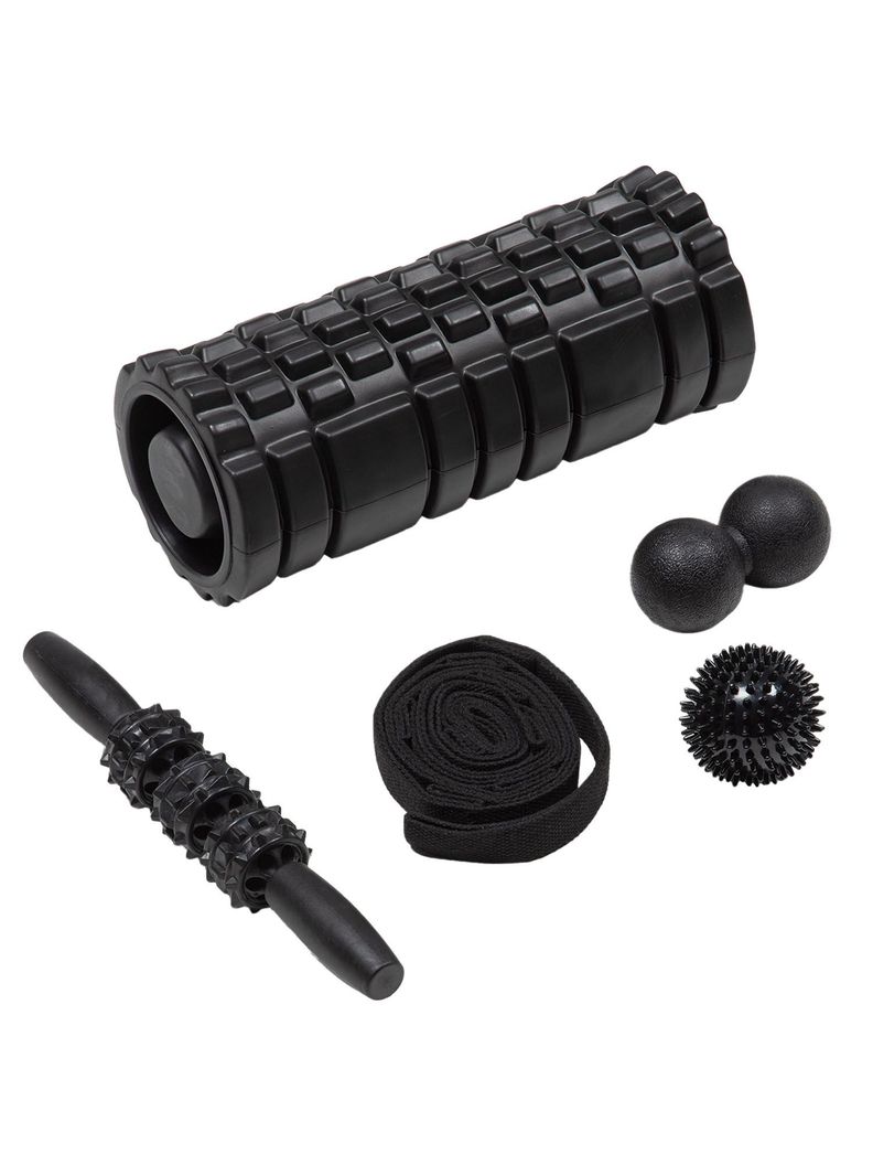 Set de Elongacion Bodytrainer con Rodillo y Accesorios Negro