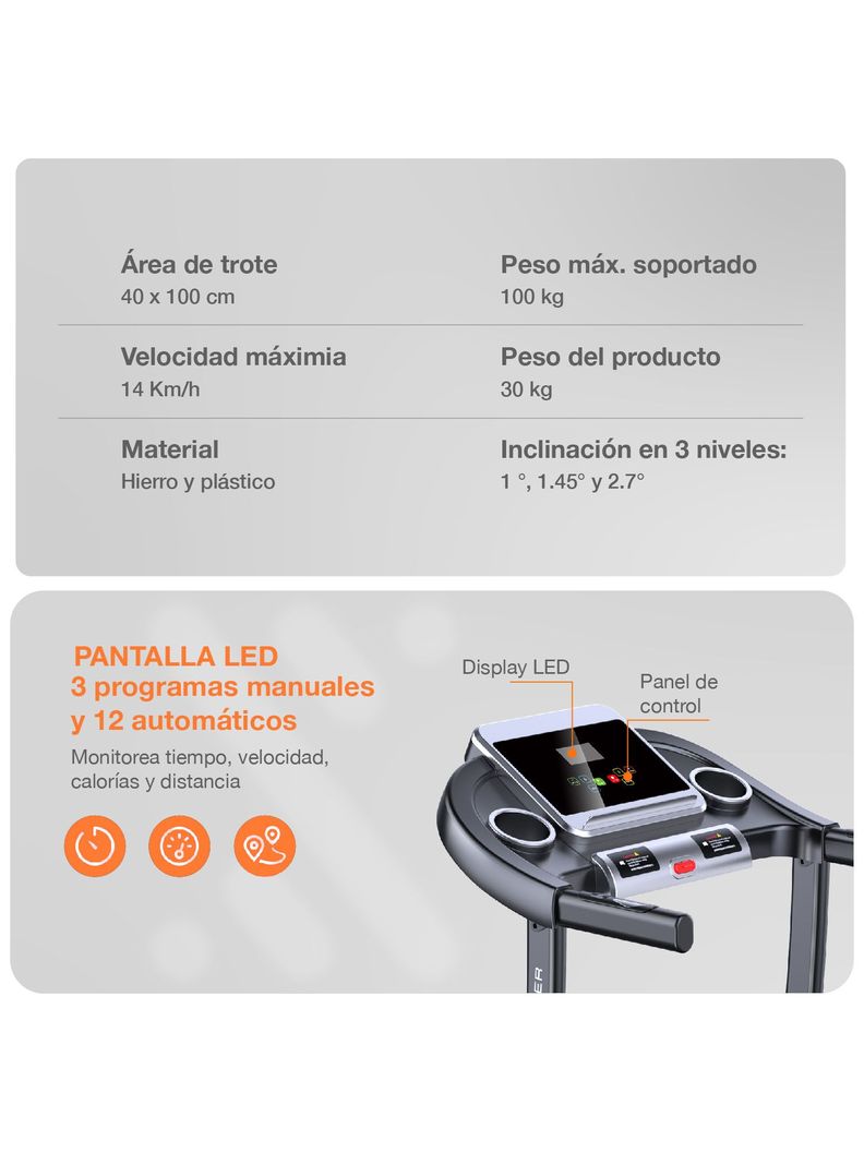 Trotadora Eléctrica Bodytrainer B2-400 14 Km/h Plegable-4
