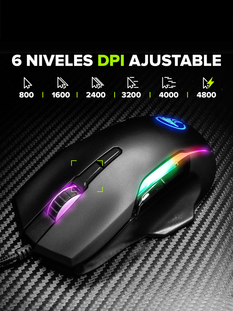 Mouse Gamer NjoyTech Ergonómico con Luces RGB-4
