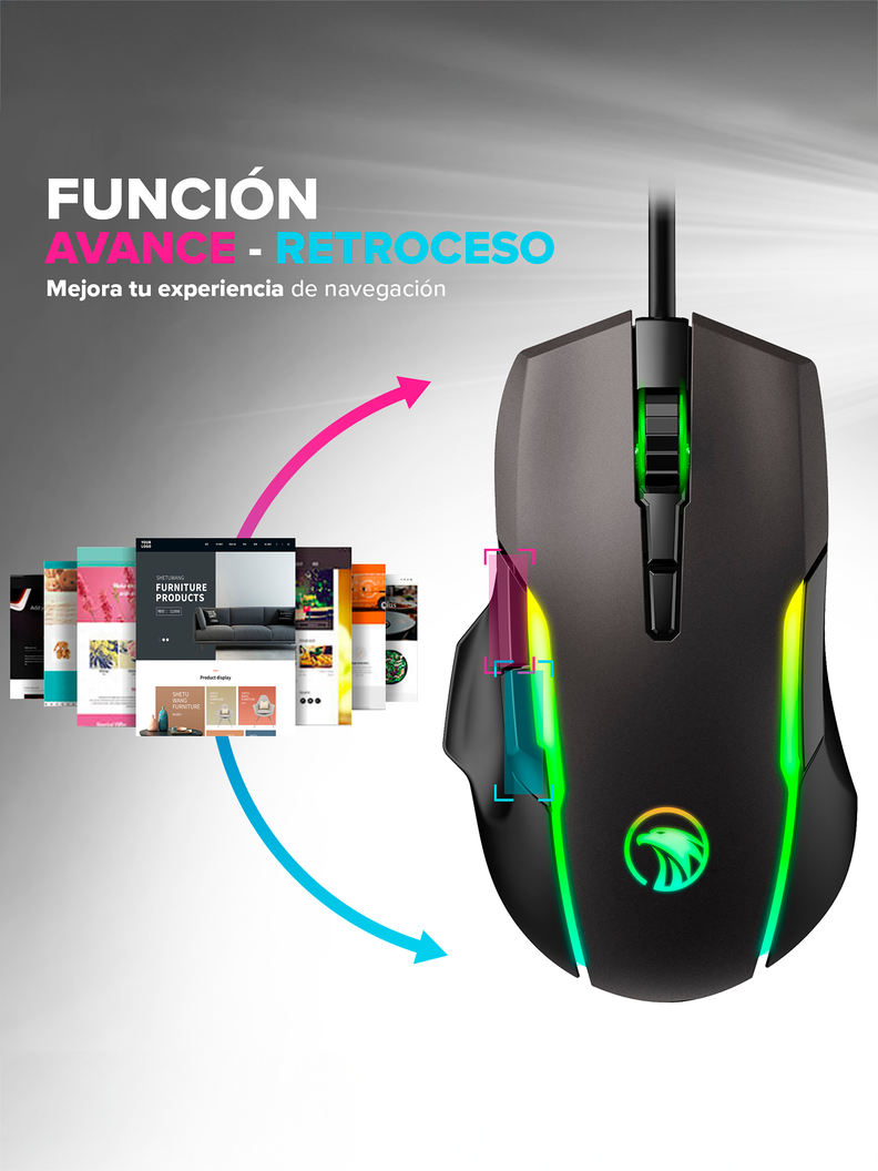Mouse Gamer NjoyTech Ergonómico con Luces RGB-5