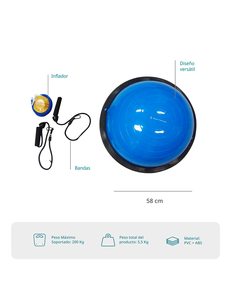Balon de Bosu Bodytrainer Media Esfera Pilates y Yoga-1