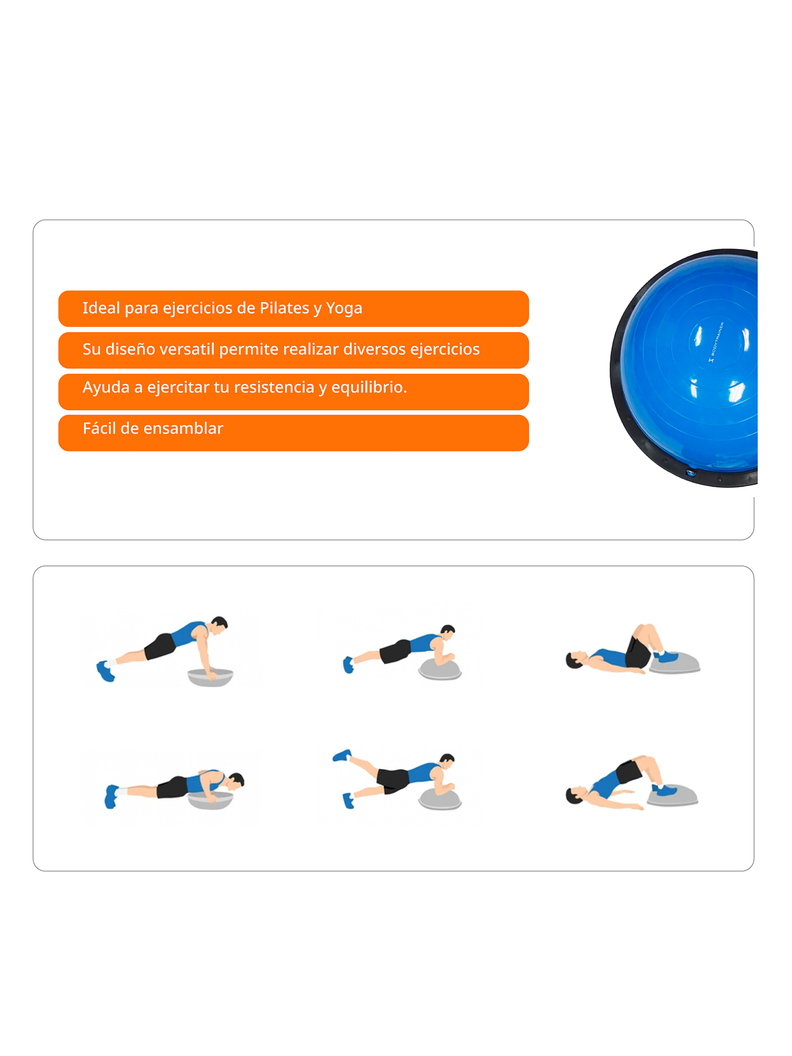 Balon de Bosu Bodytrainer Media Esfera Pilates y Yoga-2