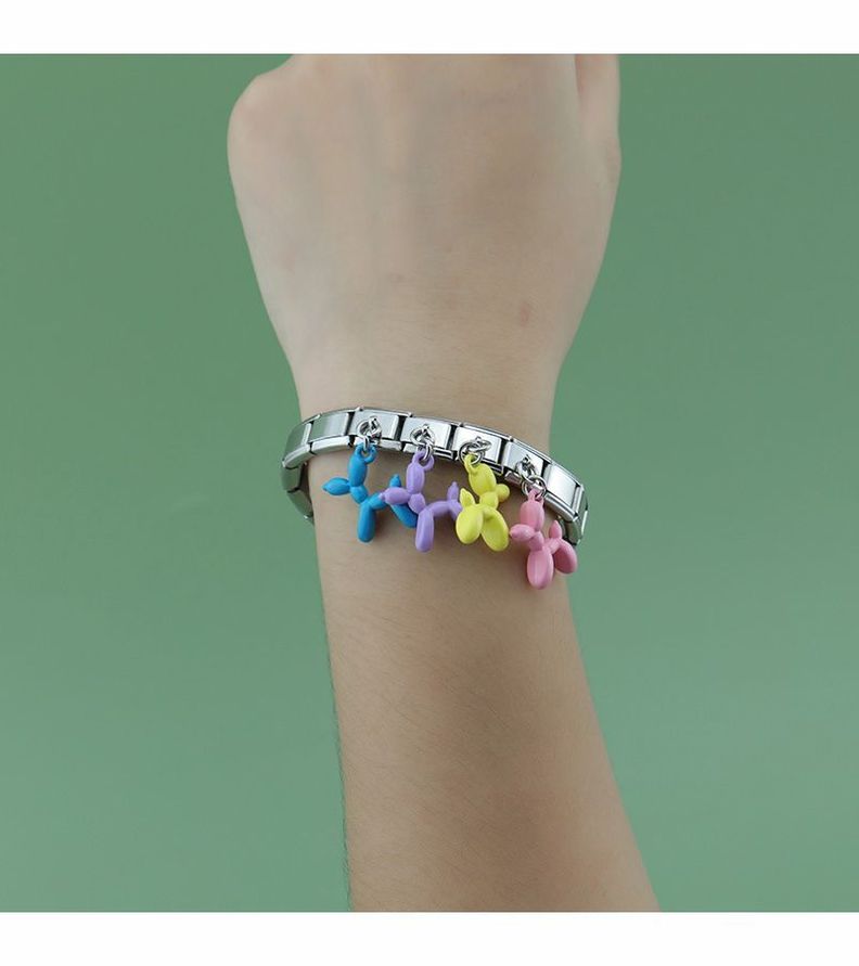 Charm para pulseras italianas Globo Perro Rosa-1