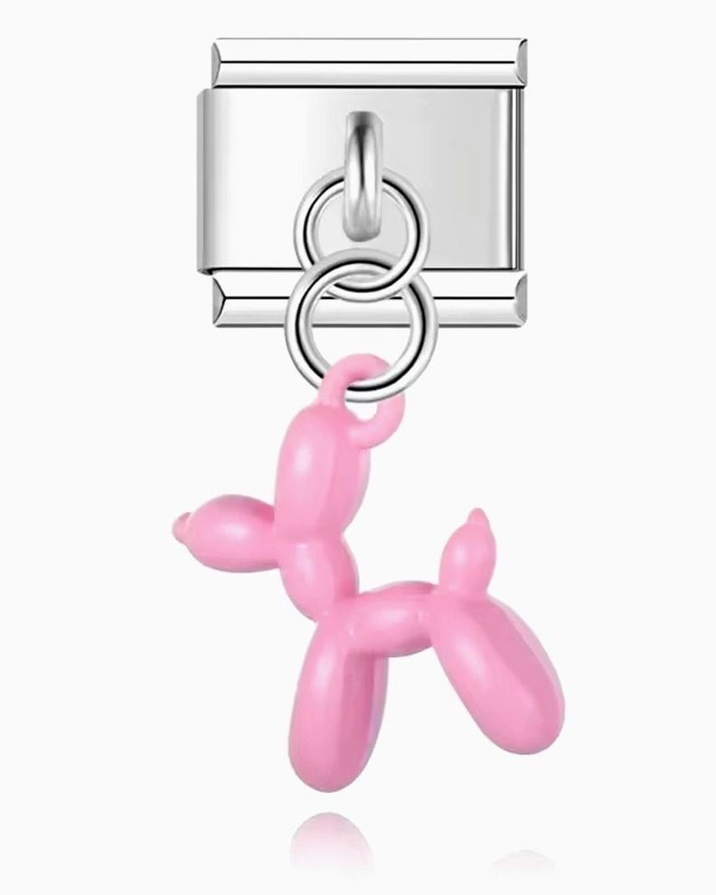 Charm para pulseras italianas Globo Perro Rosa-0