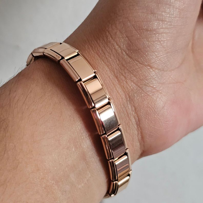 Brazalete Italiano, Rose, Acero Inoxidable, Personalizable-1