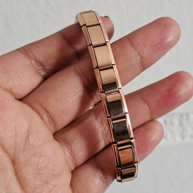 Brazalete Italiano, Rose, Acero Inoxidable, Personalizable-2