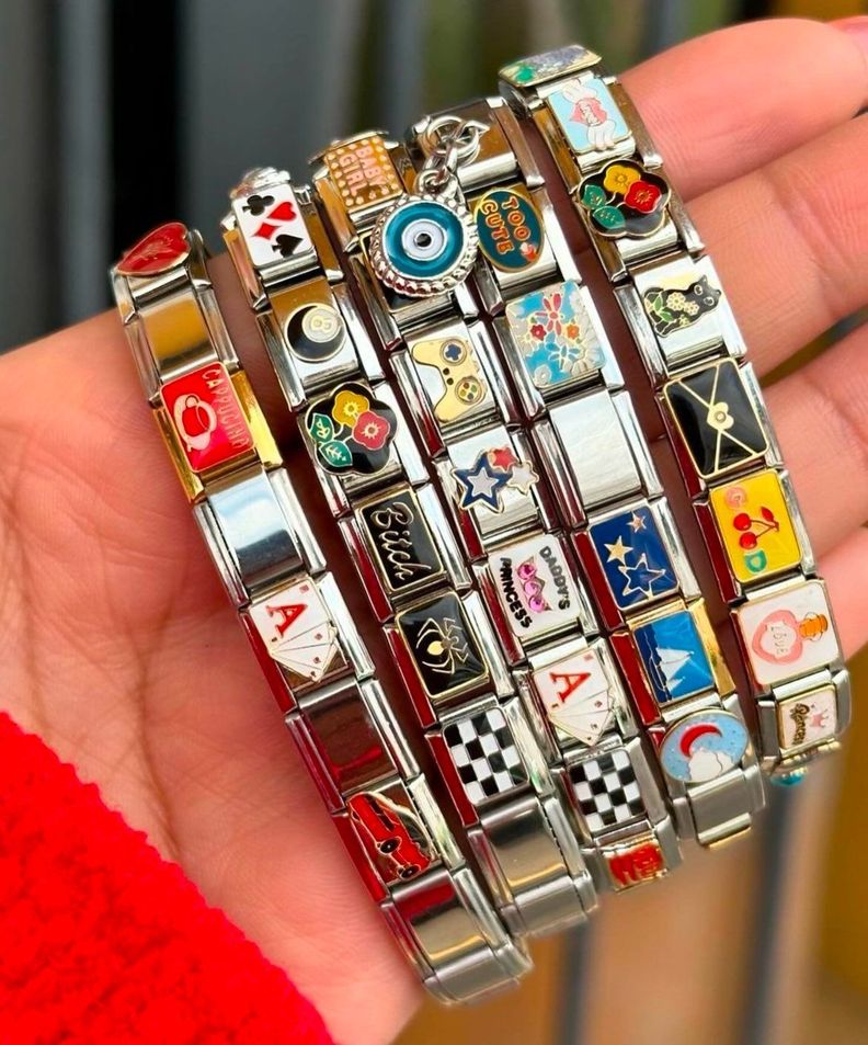 Brazalete Italiano, Rose, Acero Inoxidable, Personalizable-3