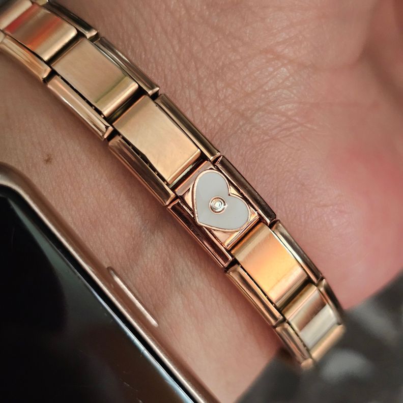 Brazalete Italiano, Rose, Acero Inoxidable, Personalizable-4
