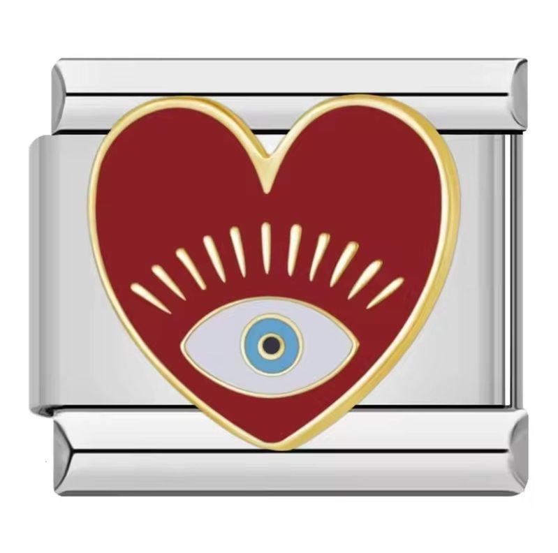 Charms Para Pulsera Brazalete Italiano Corazón con Ojo Protector-0