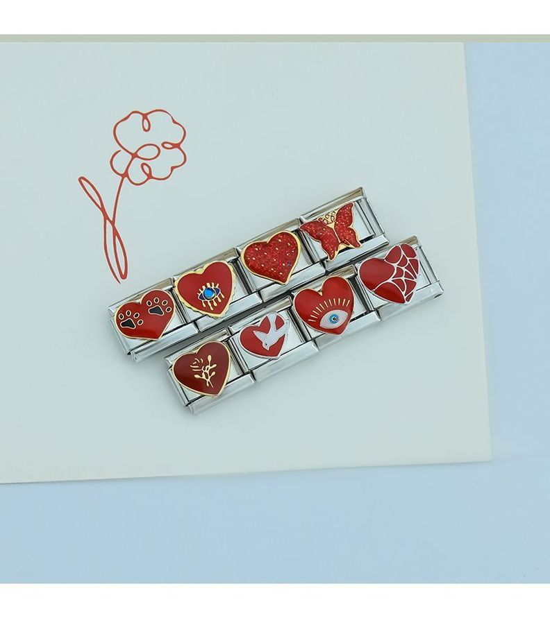 Charms Para Pulsera Brazalete Italiano Corazón con Ojo Protector-1