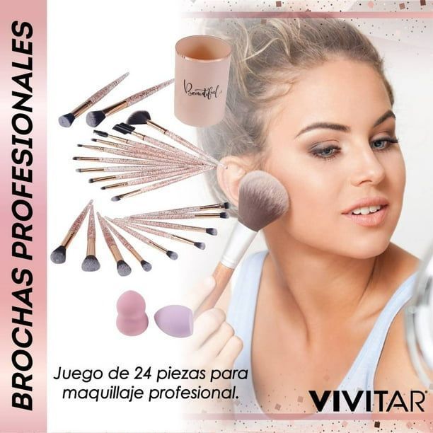Set Profesional de Brochas De Maquillaje 24 Unidades Maleta Viral
