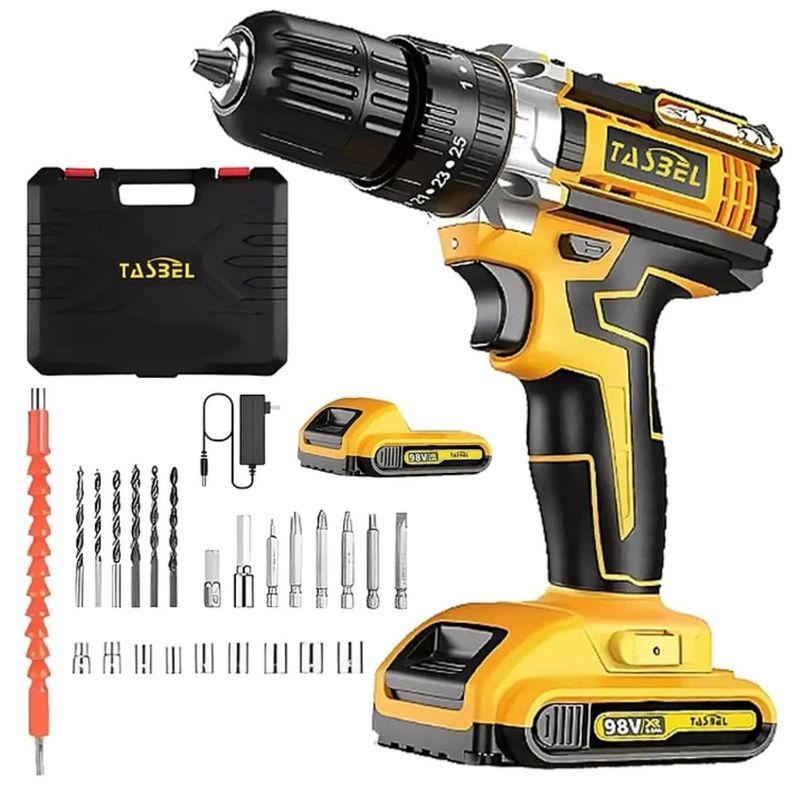 Kit Taladro Destornillador Inalámbrico 2 Baterías 98 v -0