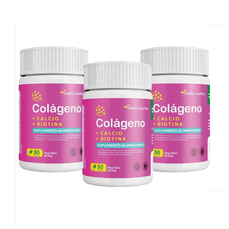 Colágeno+Calcio+Biotina, Suplemento Alimenticio 90 Cáps.-0