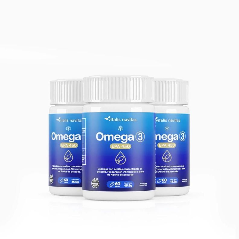 Omega 3 Epa 450 Dha 180 C psulas X 3 Meses Vitalis Navitas Azul