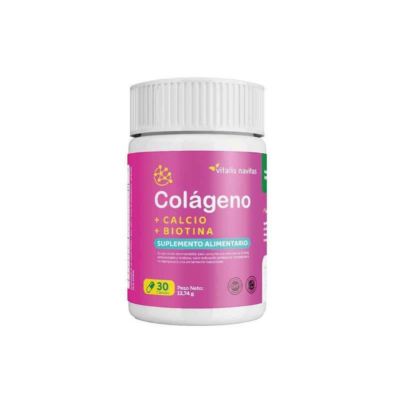 Colágeno+Calcio+Biotina, Suplemento Alimenticio 30 Cáps.-0