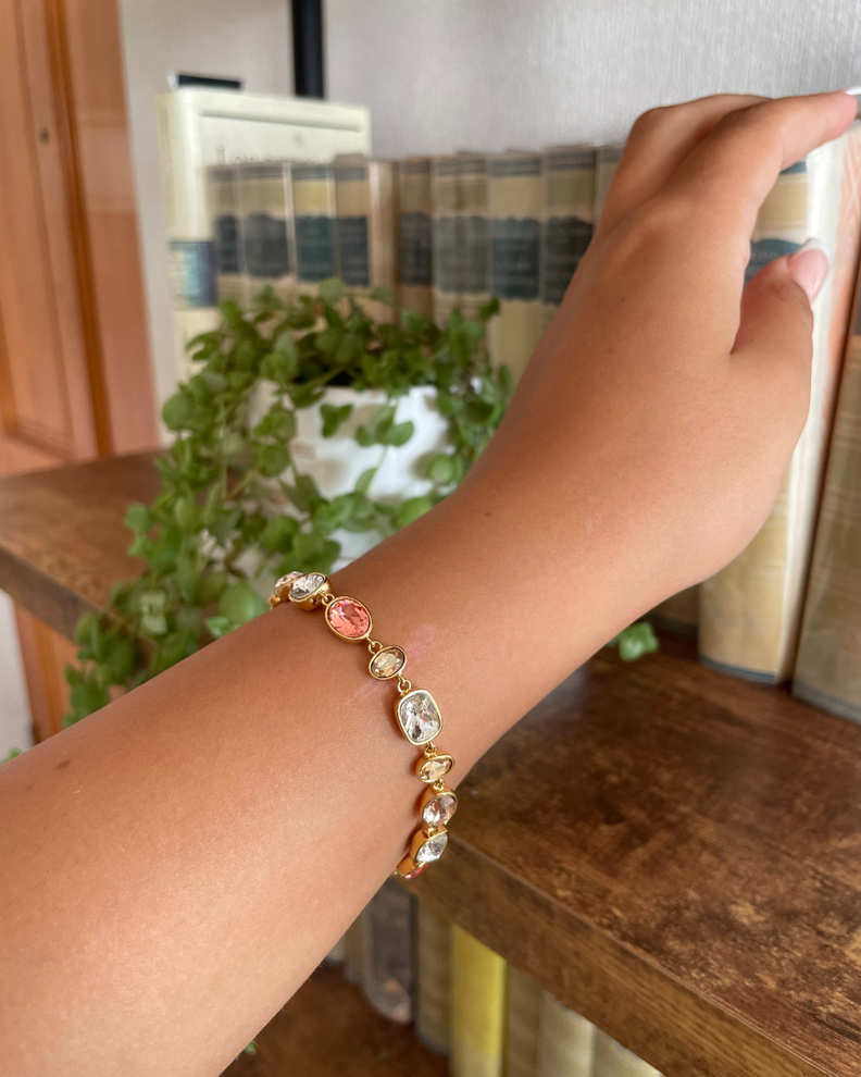 Pulsera Festival Rose con cristales Swarovski bañada en oro-3