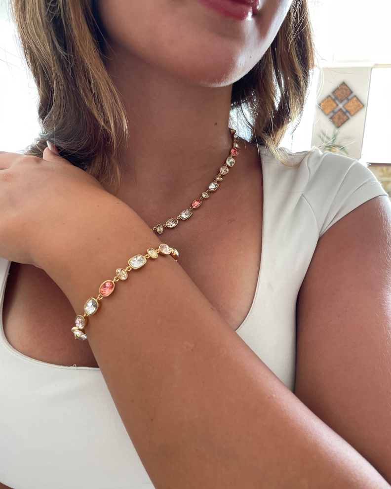 Pulsera Festival Rose con cristales Swarovski bañada en oro-6