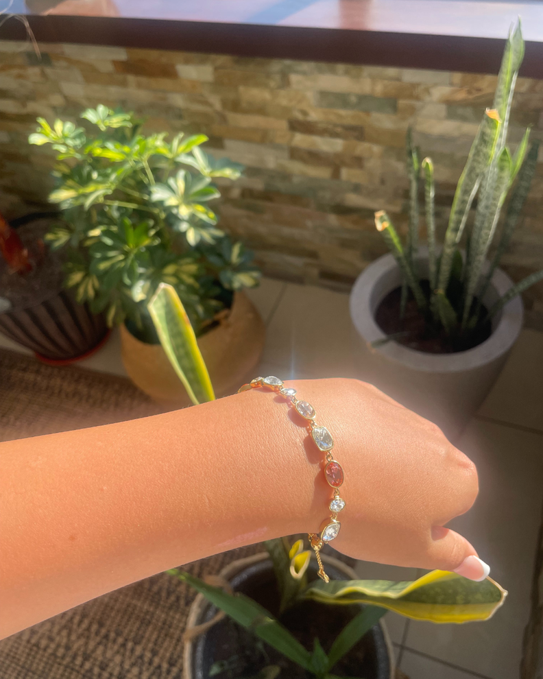 Pulsera Festival Rose con cristales Swarovski bañada en oro-7
