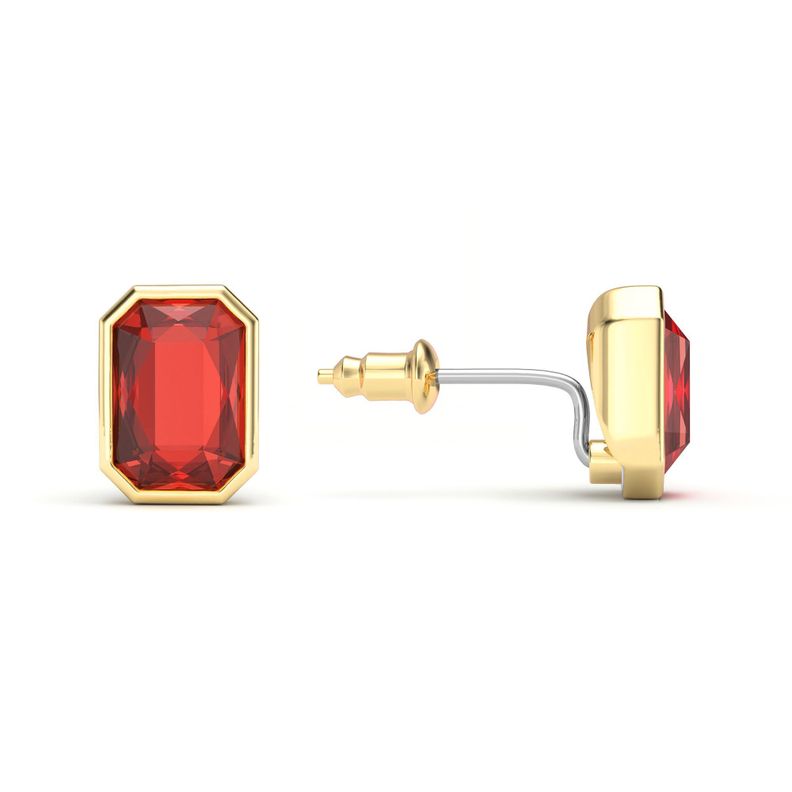 Aros Octágono con cristal de Swarovski Rojo Escarlata en oro-1