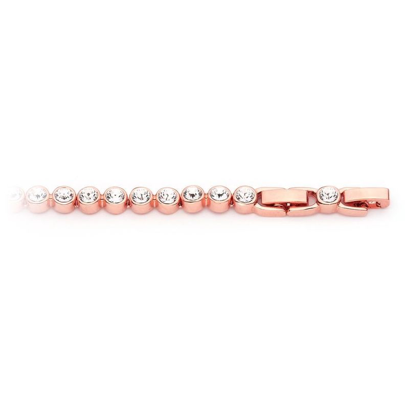 Pulsera tennis con cristales Swarovski® transparentes bañados en oro rosa-1