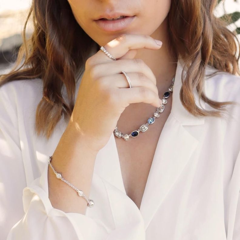 Collar Festival Blue con cristales Swarovski bañado en rodio-2
