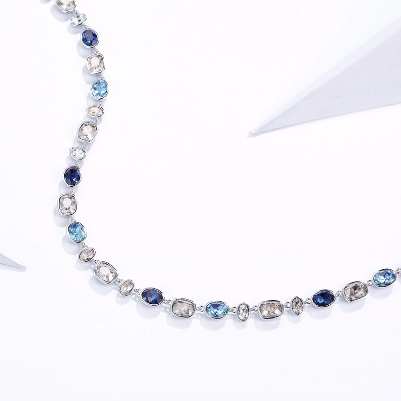 Collar Festival Blue con cristales Swarovski bañado en rodio-3