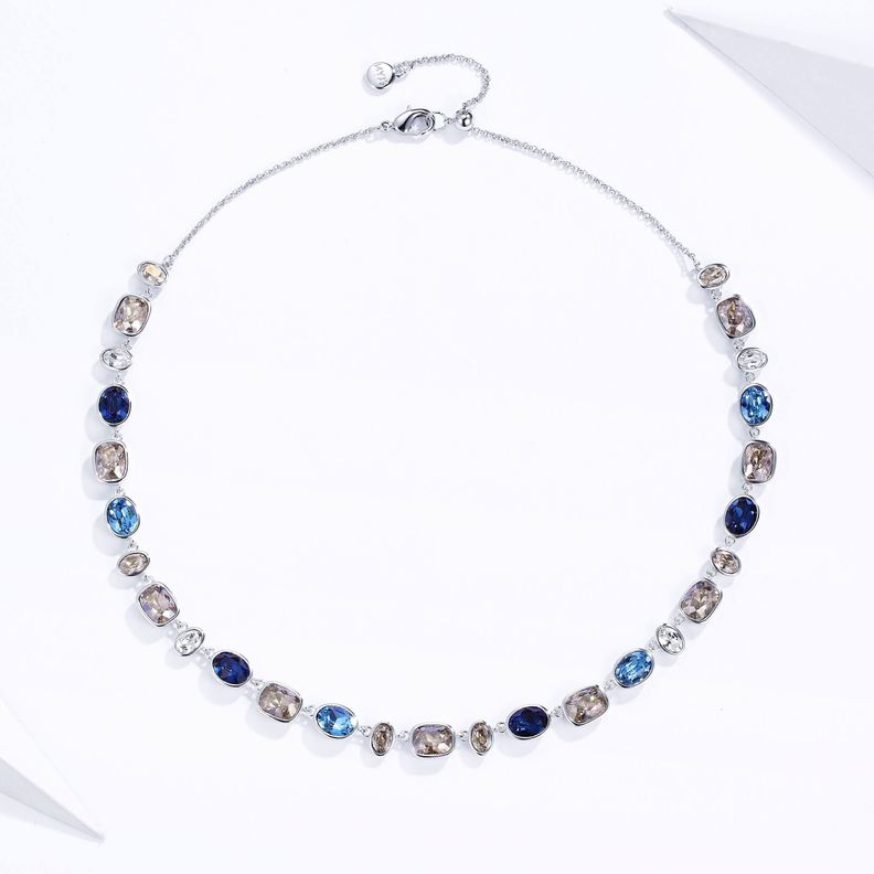 Collar Festival Blue con cristales Swarovski bañado en rodio-1