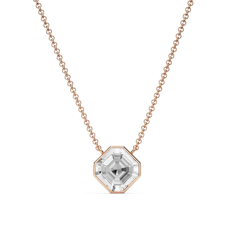 Collar Asscher con cristal de Swarovski transparente baño en oro rosa-0