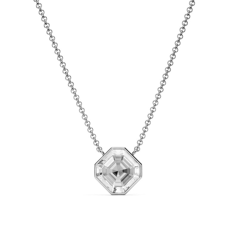 Collar Asscher con cristal de Swarovski transparente plateado-0