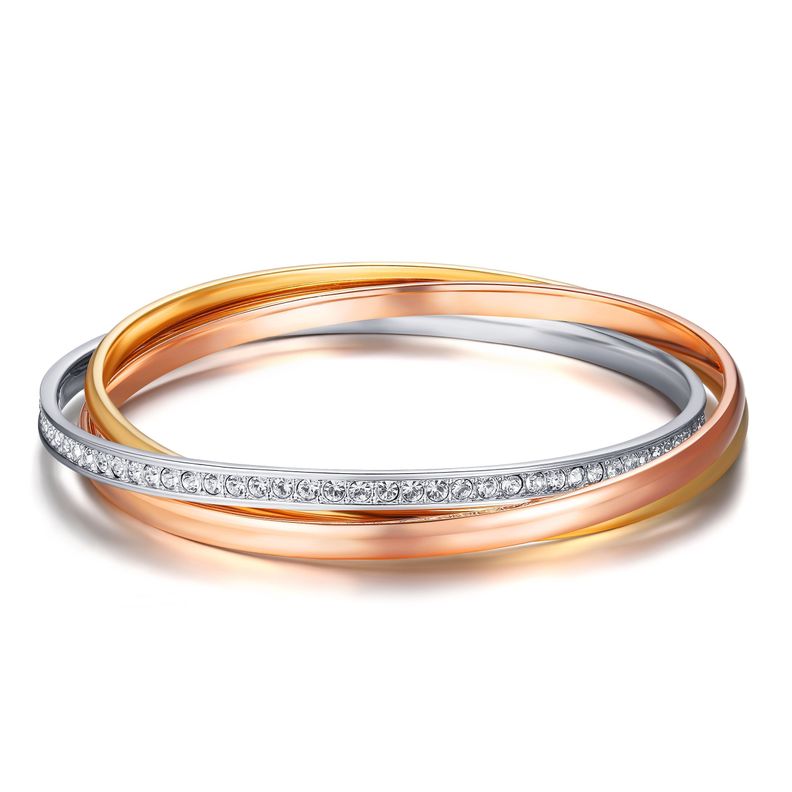 Brazaletes Trinity Tri-Colour Brilliance con cristales Swarovski en pavé.-0