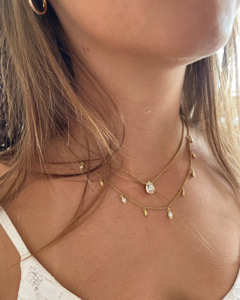 Collar Mayfly con Cristales de Swarovski dorado-2