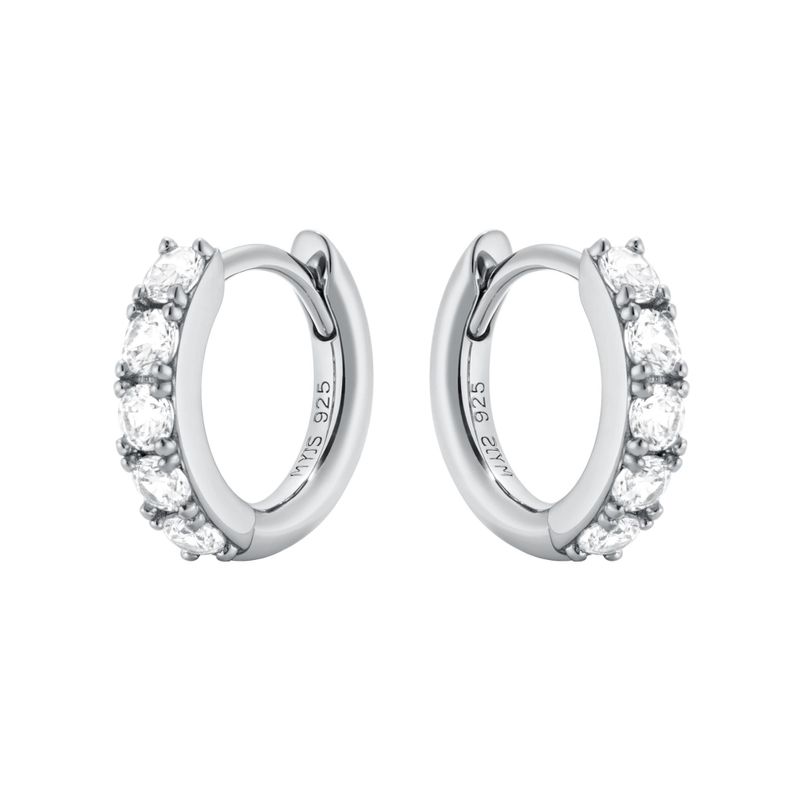 Argolla Eternity Bold Mix de 12mm con cristal Transparente en plata de ley-0