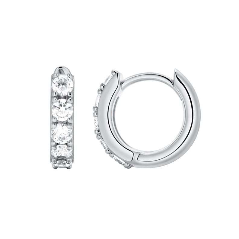 Argolla Eternity Bold Mix de 12mm con cristal Transparente en plata de ley-1