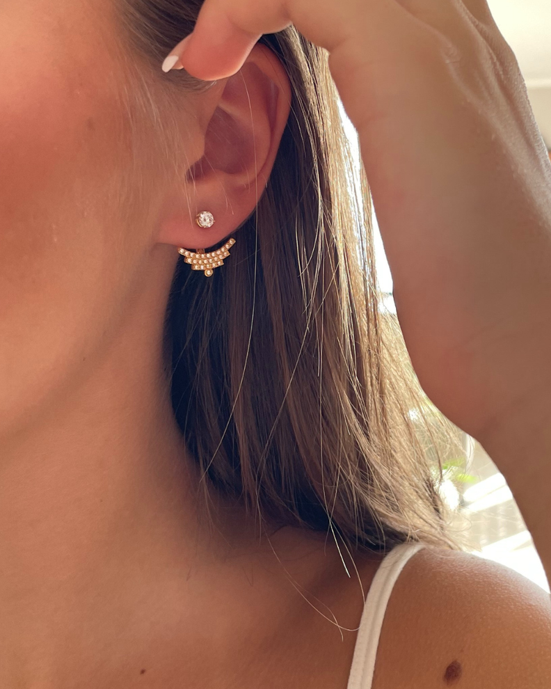 Aros Ear Jacket Elegance con cristales Swarovski en Oro-0
