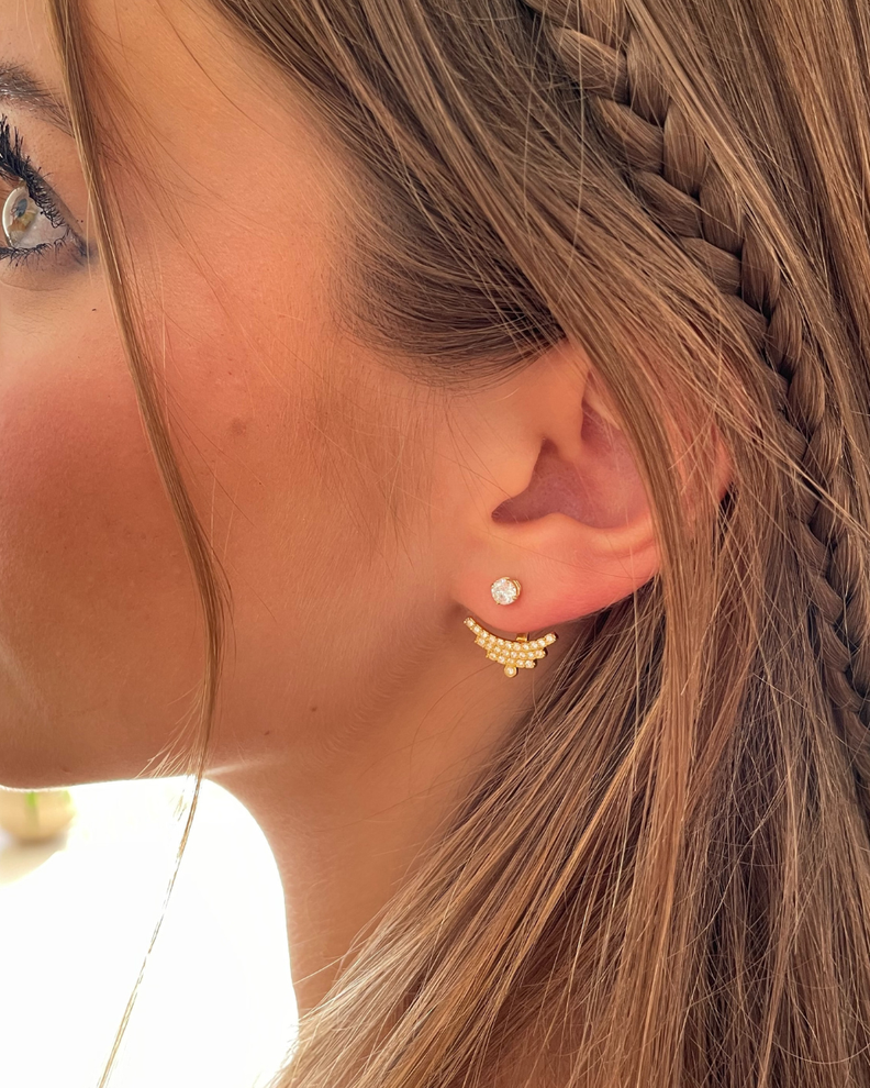 Aros Ear Jacket Elegance con cristales Swarovski en Oro-1